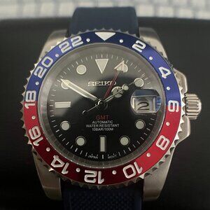 Seiko Mod Pepsi GMT Automatic Watch